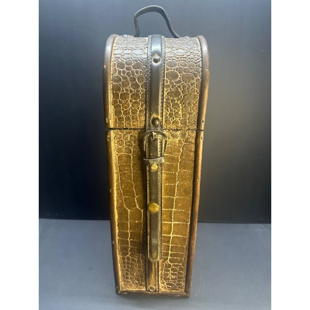 Vtg Wooden Wine Box Gift Bottle Case Retro Single Bottle Decorative 15.5'' Tall - Picture 1 of 11